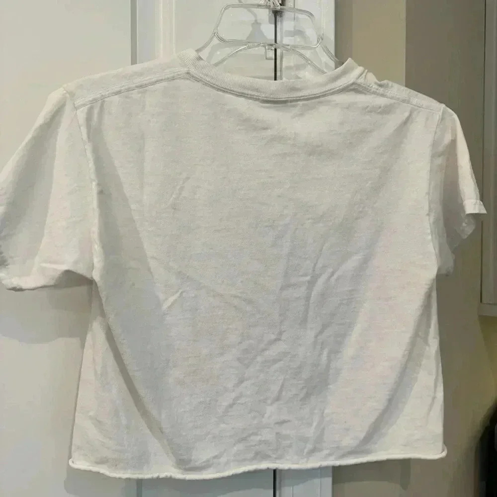 JOHN GALT BRANDY MELVILLE White Cowgirl Crop Top Tee Shirt Cotton Women one size - Picture 3 of 13